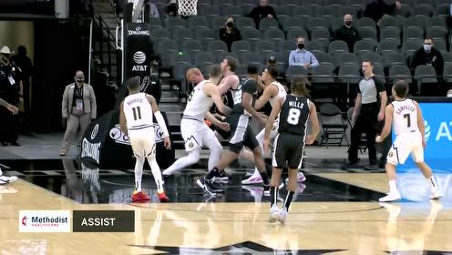 【NBA集锦】马刺打出教科书般阵地进攻 盖伊妙传助珀尔特尔两分打进
