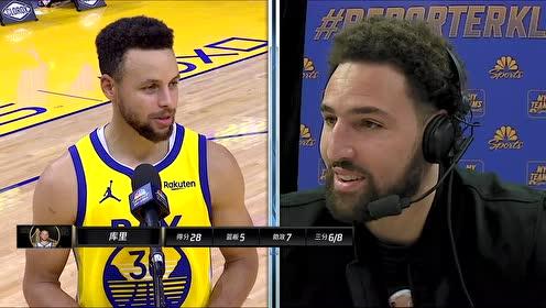 【NBA集锦】汤普森提问谁的爸爸三分更准 库里说当然是自己老爸让汤神“愤然”离席