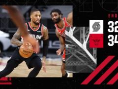 NBA常规赛：首节战罢，开拓者以32-34落后公牛2分！