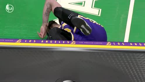 【NBA集锦】这个屏幕都感觉到疼！浓眉被击中要害部位倒地缩成一团