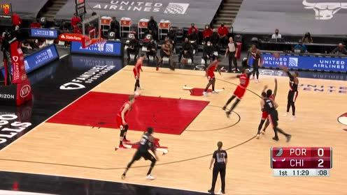【NBA集锦】先来试试手感!利拉德外线三分率先开张