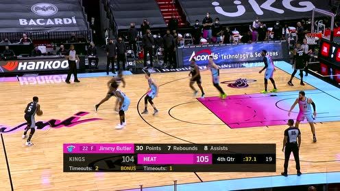 【NBA集锦】这就是球队领袖！ 巴特勒转身强硬上篮打进致胜一球