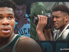 雄鹿球星吉安尼斯·安特托库恩波（Giannis Antetokounmpo）以压倒步行者的优势接过摄影任务