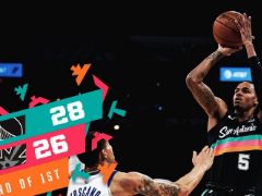 NBA常规赛：首节战罢，马刺以26-28落后勇士2分