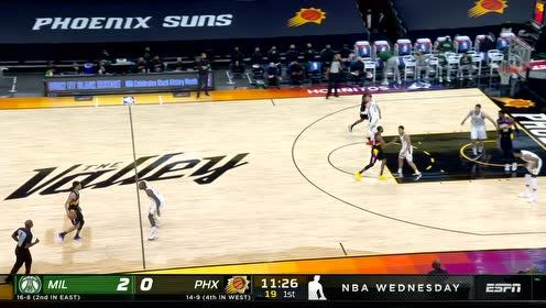 【NBA集錦】長(zhǎng)驅(qū)直入沖擊內(nèi)線 字母哥猿臂輕舒上籃打進(jìn)