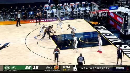 【NBA集錦】背打轉(zhuǎn)身無視防守 字母哥后仰跳投輕松命中