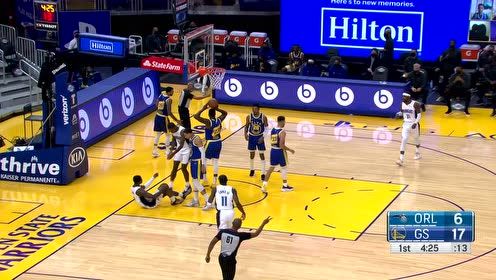 【NBA集锦】格林单点掩护立功 库里三分发炮稳稳命中