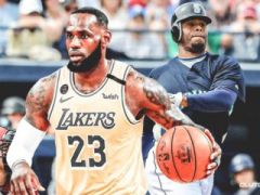 湖人队的勒布朗·詹姆斯用签下的Nike LeBron 15向肯·格里菲致敬