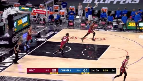 【NBA集锦】热火最默契的连线 巴特勒突分阿德巴约灌筐重扣