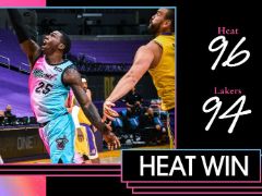 NBA常规赛：巴特勒24+8+5，詹姆斯准三双，热火96-94战胜湖人