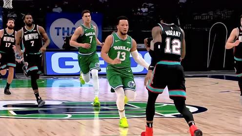 【NBA集锦】得起分来发疯一般 哈达威一分钟内连得八分打停灰熊