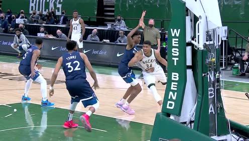 【NBA集锦】字母哥灵巧击地助攻 大洛佩斯心有灵犀上篮