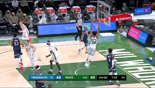 【NBA集锦】康诺德反击送助攻 字母哥双手暴力挂扣
