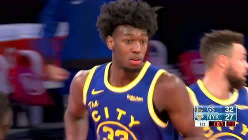 【NBA集錦】勇士榜眼天賦滿滿 懷斯曼接庫里傳球轉身就扣進