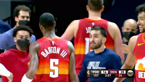 【NBA集锦】平地惊雷打停波特兰 巴顿底线杀入反身扣篮