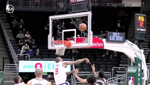 【NBA集锦】伊巴卡无愧快船支柱 先送正面铁血封盖再防字母
