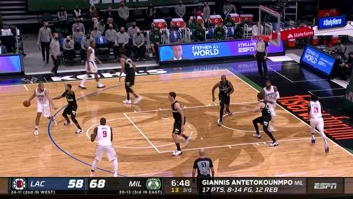 【NBA集锦】挽救球队于水火中 伊巴卡第三节连得11分帮助快船反超