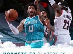 NBA常规赛：半场战罢，开拓者59-59战平黄蜂