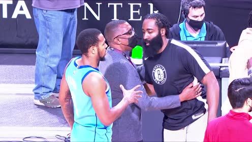 【NBA集錦】暖心一幕！哈登賽后與火箭老友擁抱致意