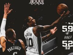 NBA常规赛：半场战罢，马刺以59-52领先独行侠7分