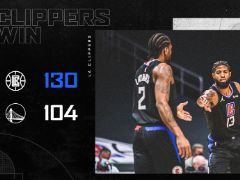 NBA常规赛：快船130-104大胜勇士，结束三连败！