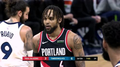 【NBA录像回放 原声】开拓者vs森林狼第1节英文原声回放