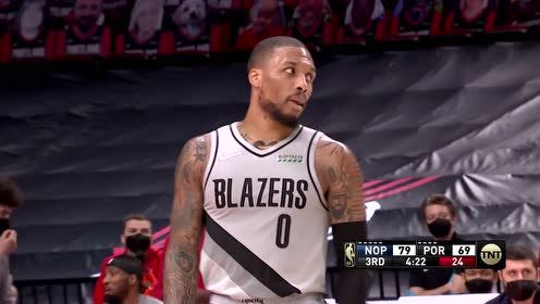 【NBA集锦】辗转腾挪蝴蝶穿花 利拉德冲击防线上篮建功