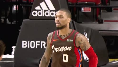 【NBA集锦】一个人就是一支军队 利拉德急停三分+低手上篮连拿5分