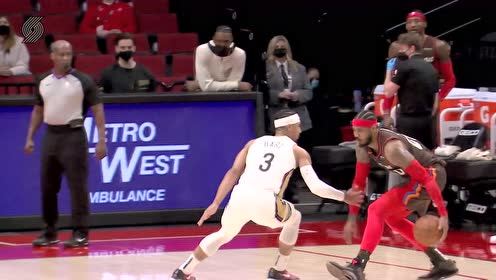 【NBA集锦】给年轻人上上课！安东尼标志性中投打成2+1