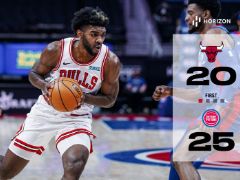 NBA常规赛：首节战罢，活塞以25-20领先公牛5分