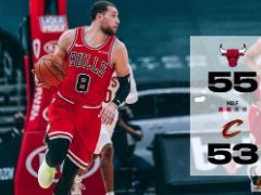 NBA常规赛：半场战报，骑士以53-55落后公牛2分