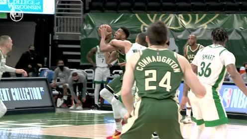 【NBA集锦】这谁顶得住啊 字母哥变向突破挂人2+1