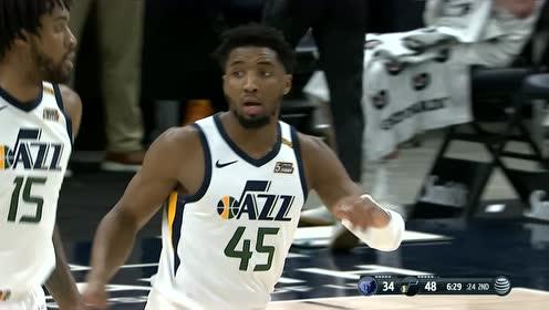 【NBA集锦】简直无法阻挡 米切尔漂移中投+急停三分连拿5分