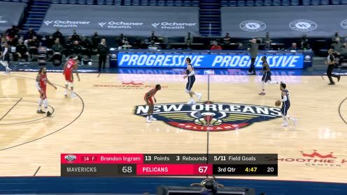【NBA集錦】布倫森另辟蹊徑抬手上籃 英格拉姆見(jiàn)縫插針強(qiáng)攻得手還顏色