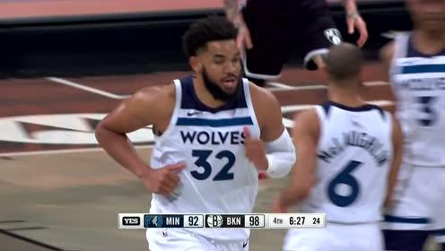 【NBA集錦】唐斯vs籃網(wǎng)集錦 全場31+12后程發(fā)力制霸籃下遺憾落敗