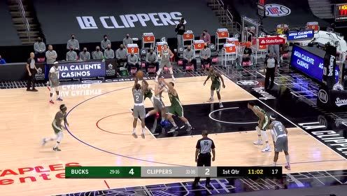 【NBA集锦】巨兽开场就爆炸 字母哥里突外投连得7分