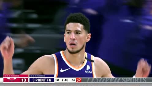 【NBA集錦】開場(chǎng)暴走毫不講理 布克9分鐘連砍13分轟炸公牛防線