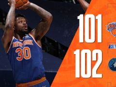 NBA常规赛：森林狼102-101击败尼克斯，唐斯18+17，爱德华兹24分