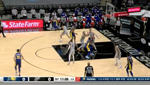 【2021年04月04日 步行者vs马刺集锦】勒维尔突击篮下 空中闪躲打成2+1