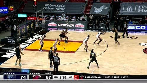 【2021年04月07日 灰熊vs热火集锦】手感热的发烫 布鲁克斯手起刀落连续命中三分