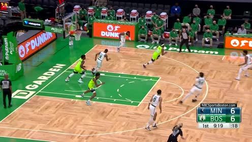 【2021年04月10日 森林狼vs凯尔特人集锦】卢比奥腾空抢断 唐斯飞身暴扣势大力沉