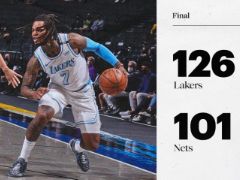 NBA常规赛：湖人126-101大胜篮网，庄神20+11，杜兰特空砍22分