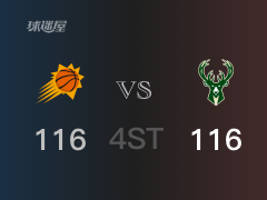 NBA常规赛：四节结束，雄鹿以116- 116战平太阳，字母哥33+7+2