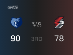 NBA常规赛：三节战罢，灰熊以90- 78领先开拓者，莫兰特18+7+3