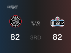 NBA常规赛：三节数据，快船以82-82战平猛龙，乔治17+5+2