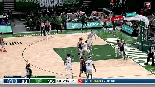 【2021年05月06日 奇才vs雄鹿集锦】霍乐迪假动作晃倒贝尔坦斯 三分出手稳稳命中