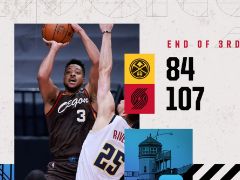 NBA常规赛：三节战罢，开拓者以107- 84领先掘金，利拉德22+3+10