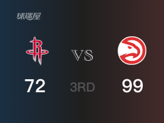 NBA常规赛：三节战罢，老鹰以99- 72领先火箭，奥孔古17+12+2