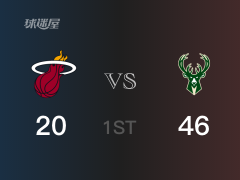 NBA季后赛:首节结束,雄鹿以46-20领先热火,福布斯14+3