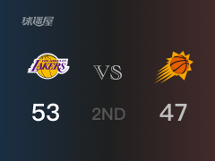 NBA季后賽 ：半場(chǎng)數(shù)據(jù)， 湖人以53-47領(lǐng)先太陽，施羅德16+2